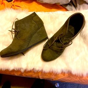 Green ankle booties
